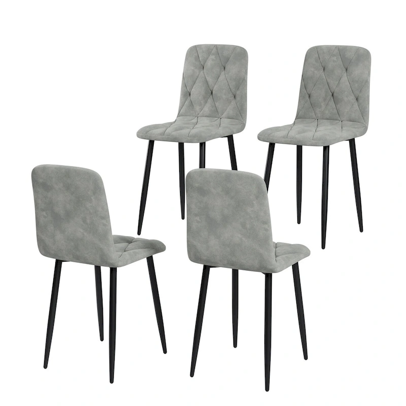 Dining Chairs Set of 4, Modern Kitchen Dining Room Chairs, PU Dining Chair Upholstered Cushion Seat and Sturdy Metal Legs