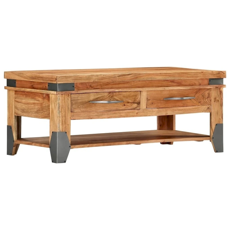 vidaXL Coffee Table 43.3x20.5x17.7 Solid Acacia Wood - 43.3 x 20.5 x 17.7