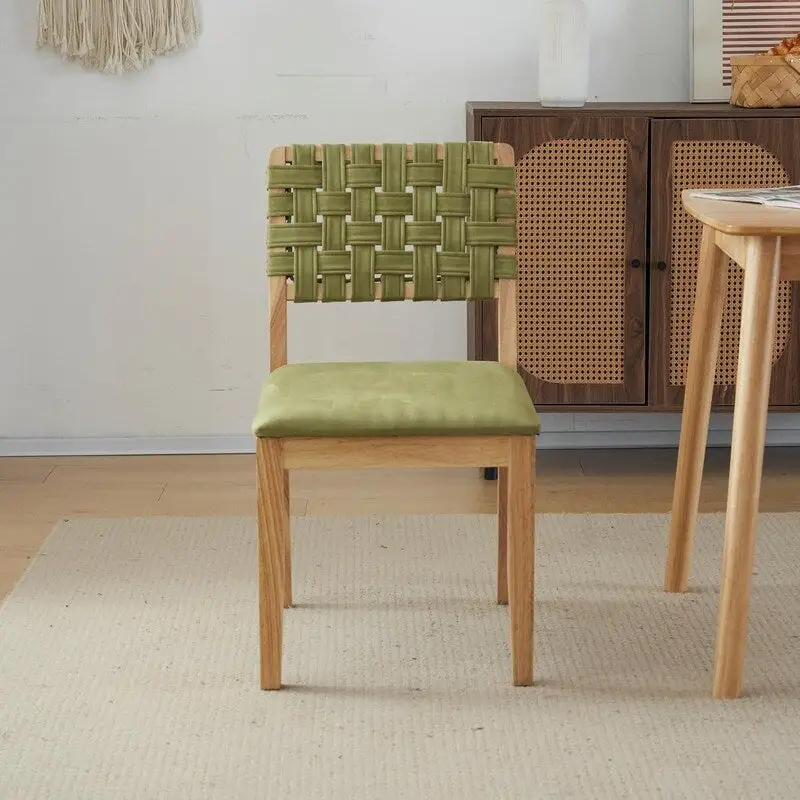 Mid Century Modern Wooden Dining Chairs Set of 2