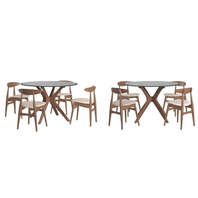 Sylvestria Mid-Century Walnut Finish Round Dining Set