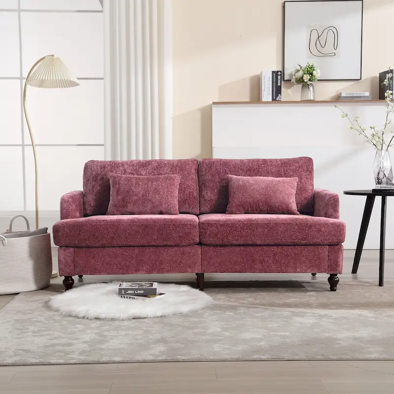 Modern Chenille Fabric Loveseat, 2-Seat Upholstered Loveseat Sofa