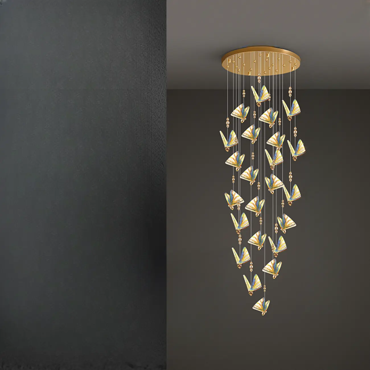 Modern Crystal Linear Butterfly Chandelier Light with Remote