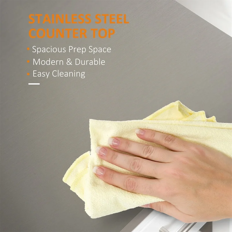 Kitchen Island with Stainless Steel Top