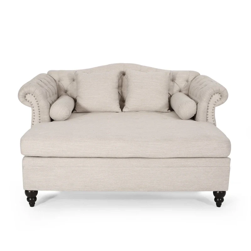 Wellston Tufted Double Chaise Lounge by Christopher Knight Home - 62.50 L x 58.50 W x 34.00 H