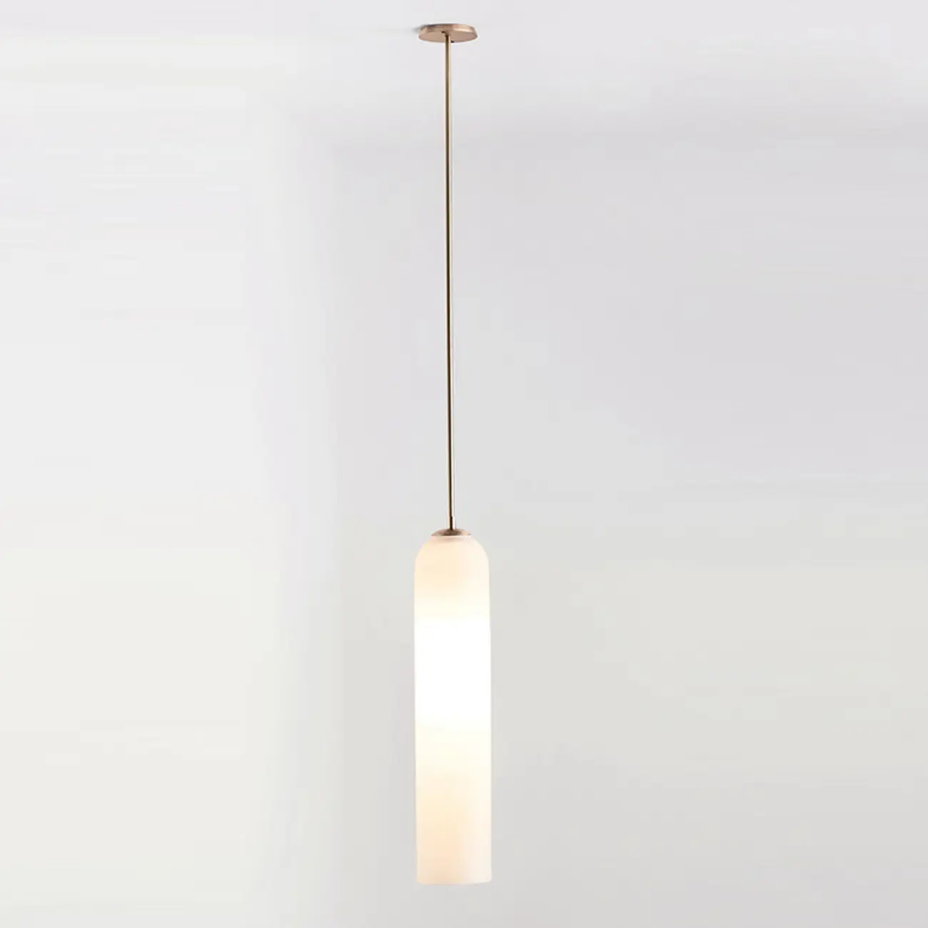 Modern Metal Green Glass Cylinder Pendant Light