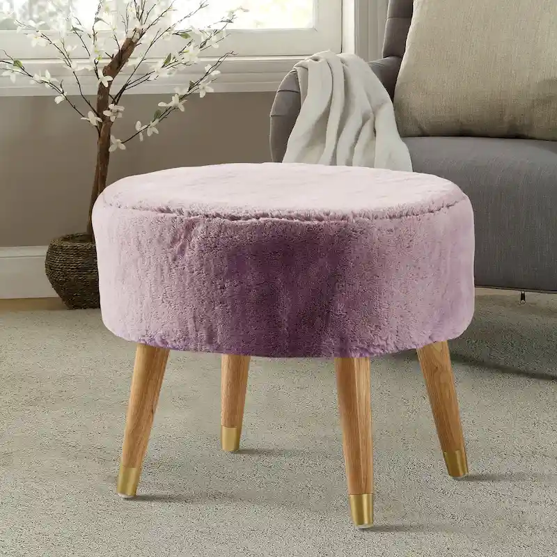 Serenta Heavy FauxFur Oval Ottoman