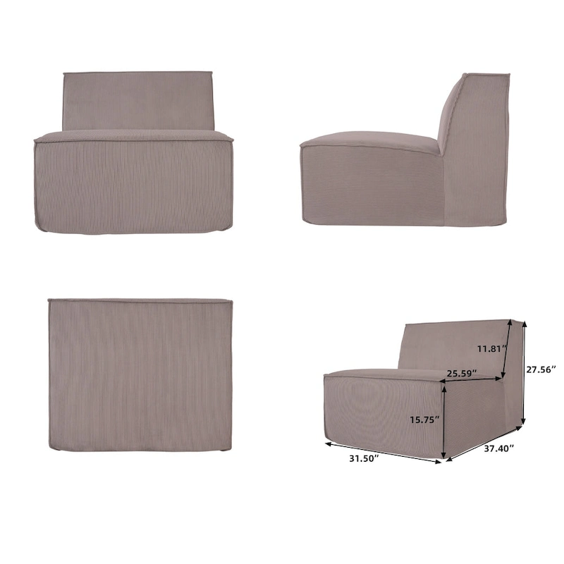 Modern Modular Sectional Sofa with 3 Pillows, Convertible Living Room Couch with Ottomans