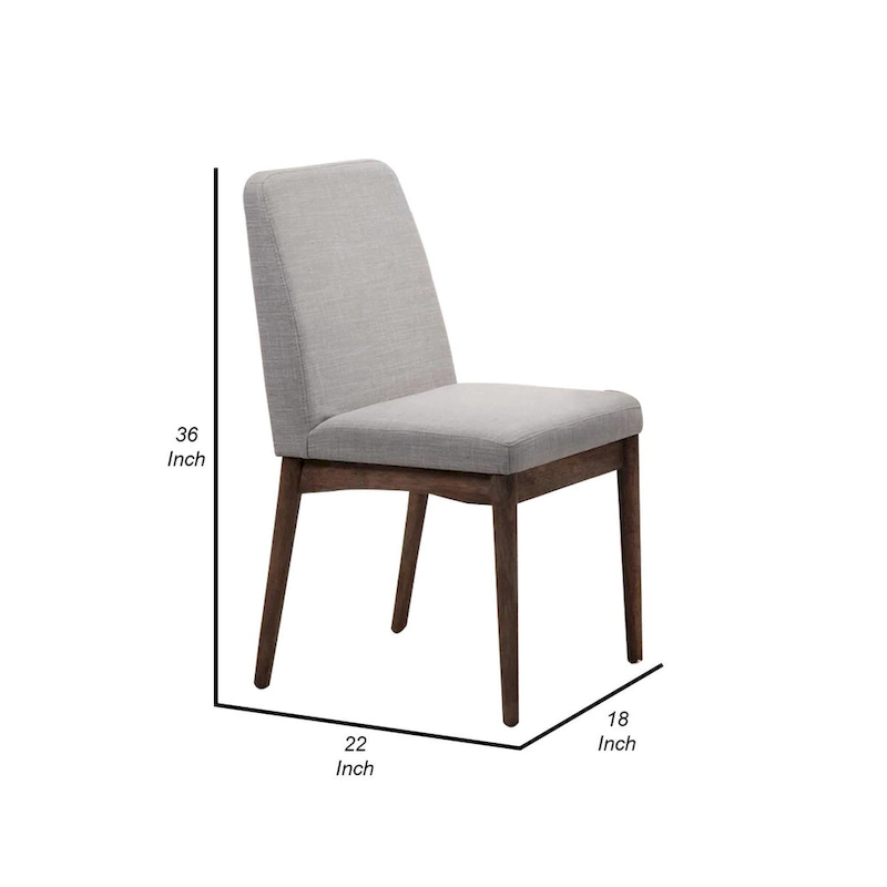 Lee Set of 2 Modern Wood Dining Chairs, Cushioned Seats, Tapered Legs, Gray