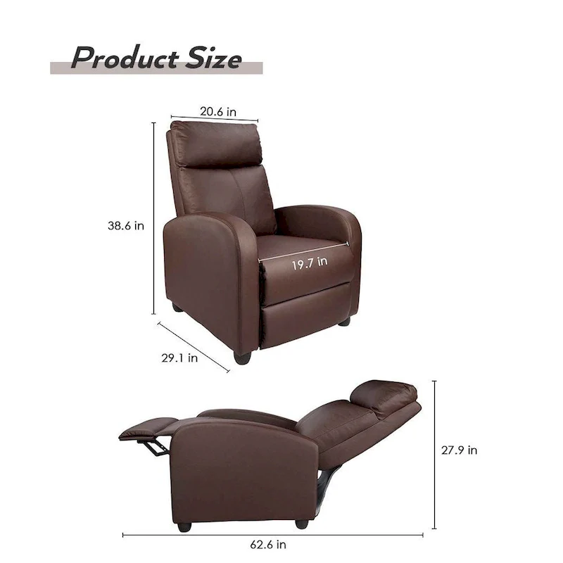 Homall Massage Recliner PU Faux Leather Home Theater Recliner with Padded Seat