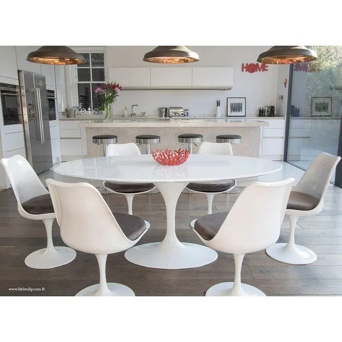 Round Dining Table with MDF Top and Metal Base