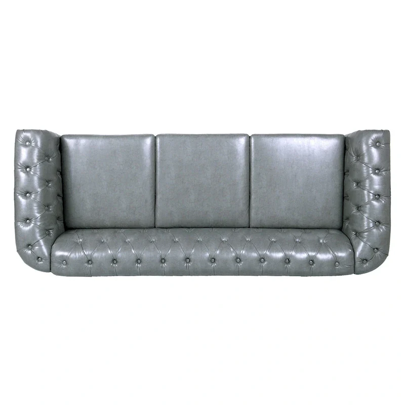 Upholstered Rolled Arm Chesterfield 3-Seater Sofa