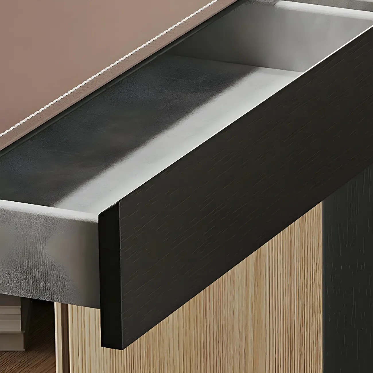 Modern Brown Leather Wooden Curved Bar Tables with 3 Drawers