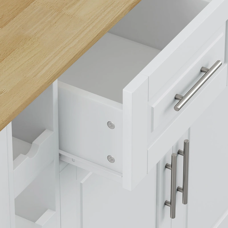 Foldable Kitchen Island Cart with Spice Rack, Towel Holder & Wine Rack