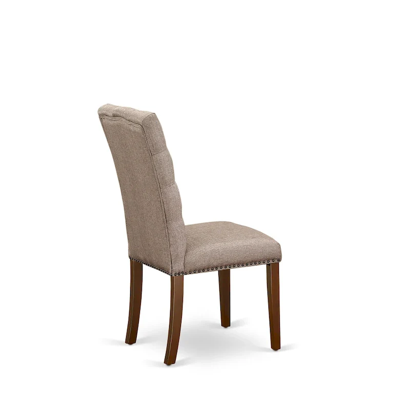 3 Piece Dining Table Set Contains a Round Dining Table and 2 Linen Fabric Parson Chairs, (Finish Options)