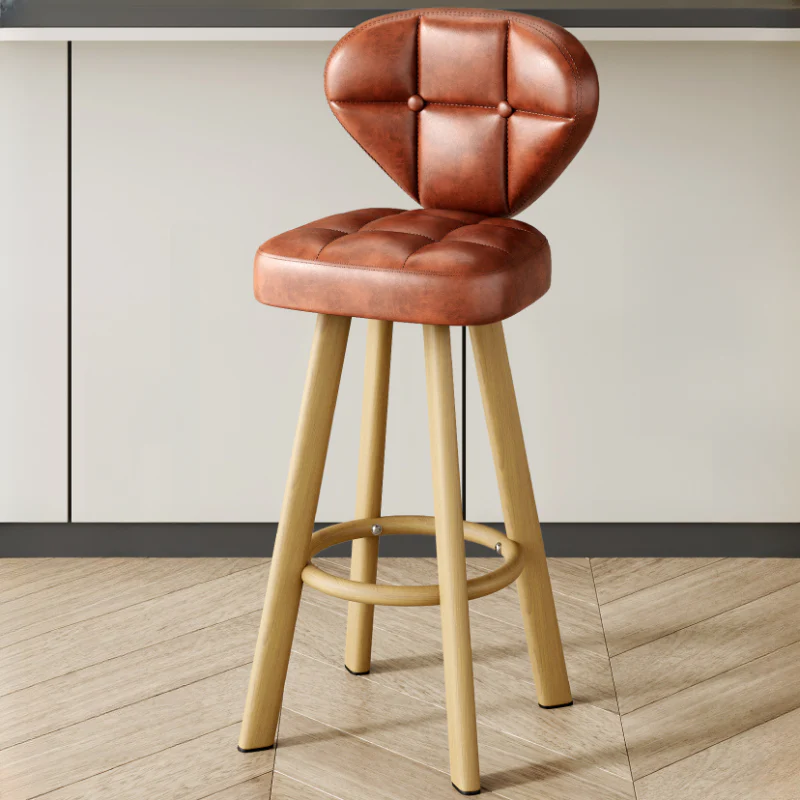 Modern Tufted Counter Height Bar Stools with Metal Footrest