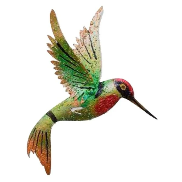 Little Emerald Indoor Outdoor Patio Garden Decorator Accent Red Green Yellow Painted Iron Metal Wall