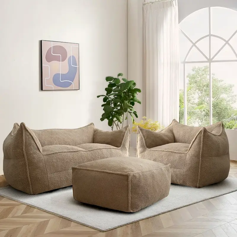 Cream Boucle Sofa — Loveseat / Ottoman / Single, 1–2 Person