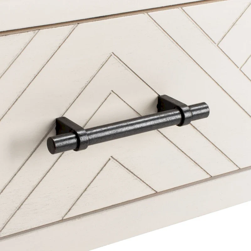 3-Drawer Console Table with Herringbone Pattern and Bottom Shelf