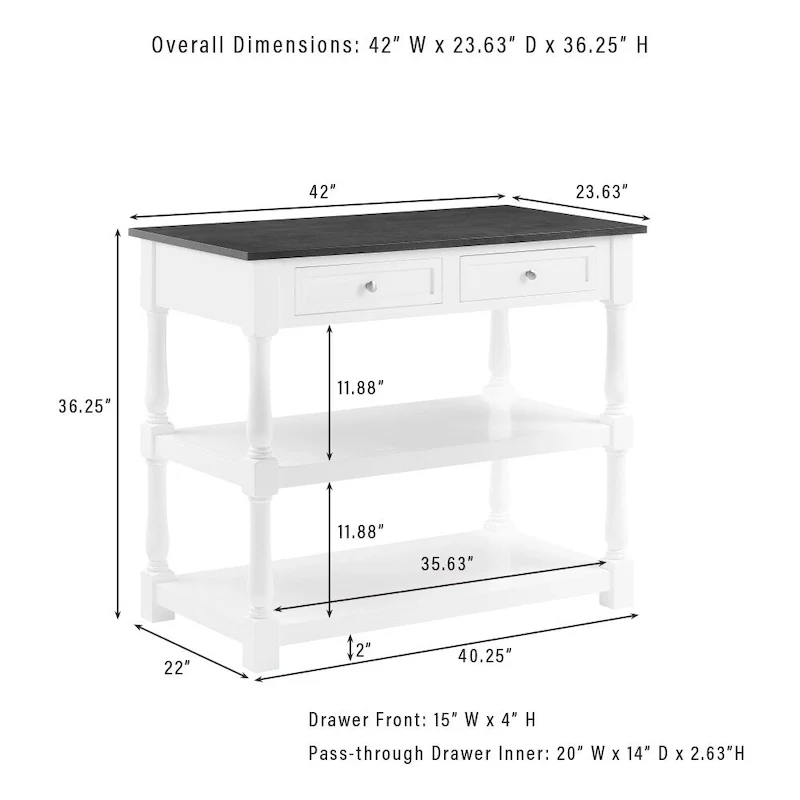 Caitlyn Wood Top Kitchen Island - 23.63d x 42w x 36.25h
