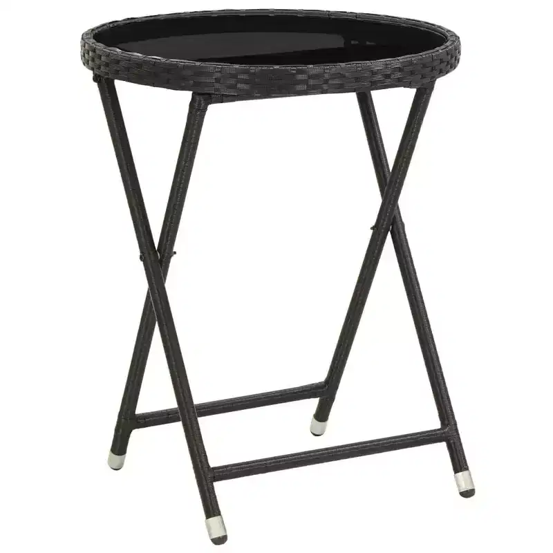 vidaXL Patio Bistro Set Bistro Table 3 Piece Poly Rattan and Tempered Glass