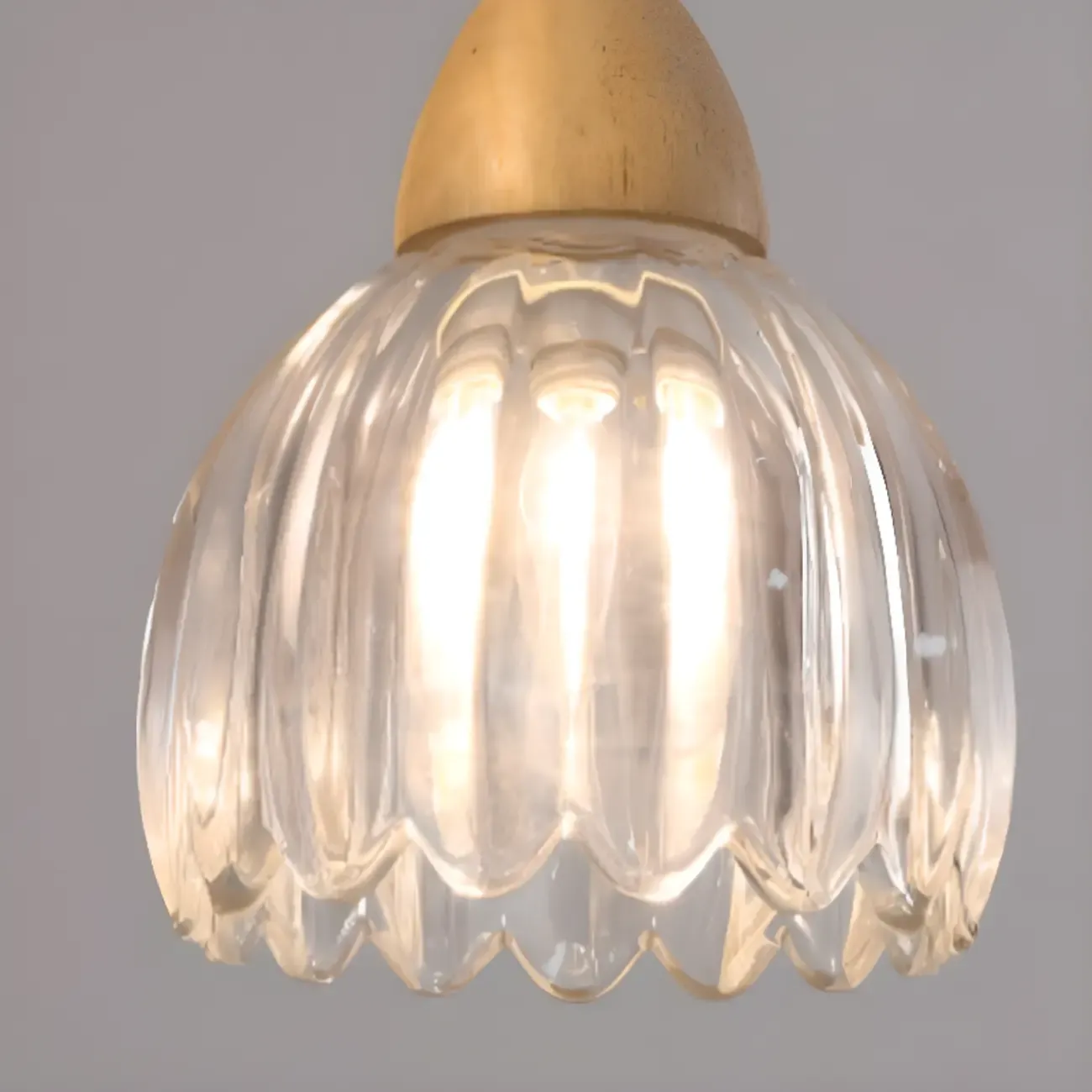 Glass Shade Wood Kitchen Island Pendant Light Adjustable Length