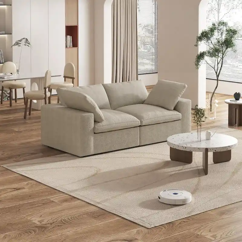 80   Linen Upholstered Loveseat Sofa Sectional Couch