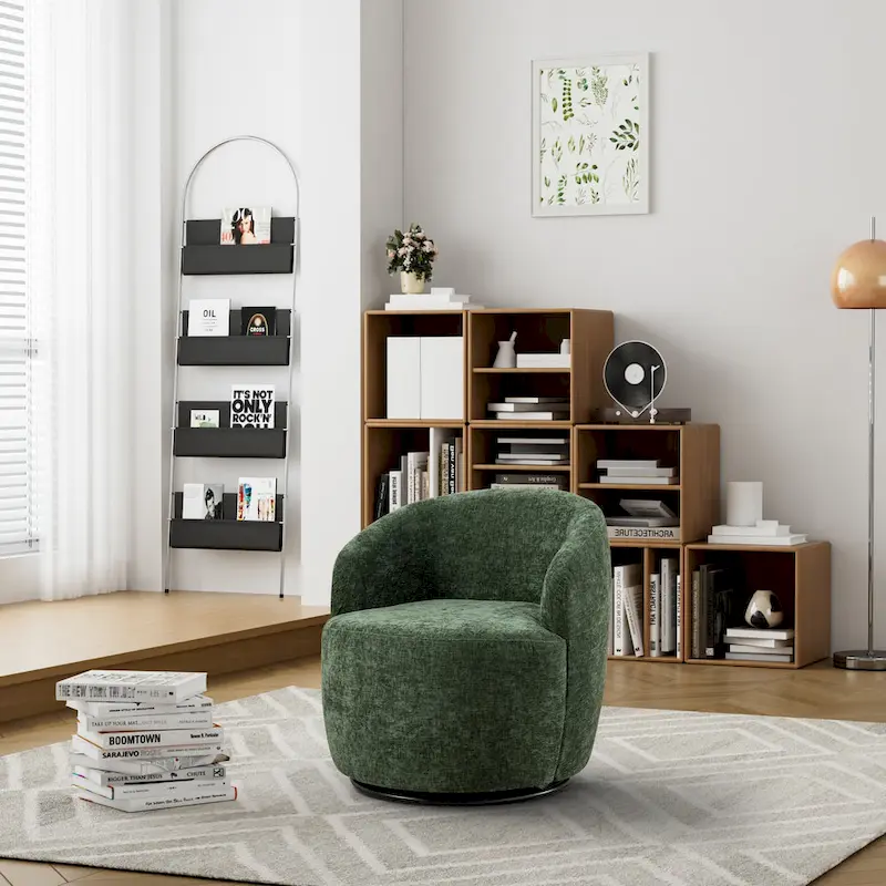 Ouyessir Accent Upholstered Round Velvet 360 Degree Swivel Sofa Chairs