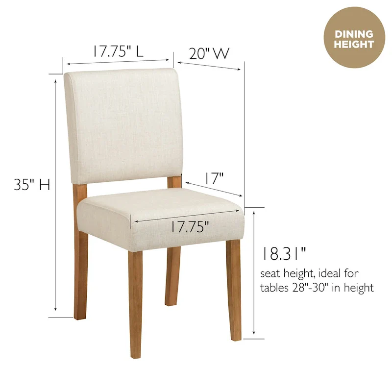 Upholstered Back Dining Chair with Wood Base Set of 2