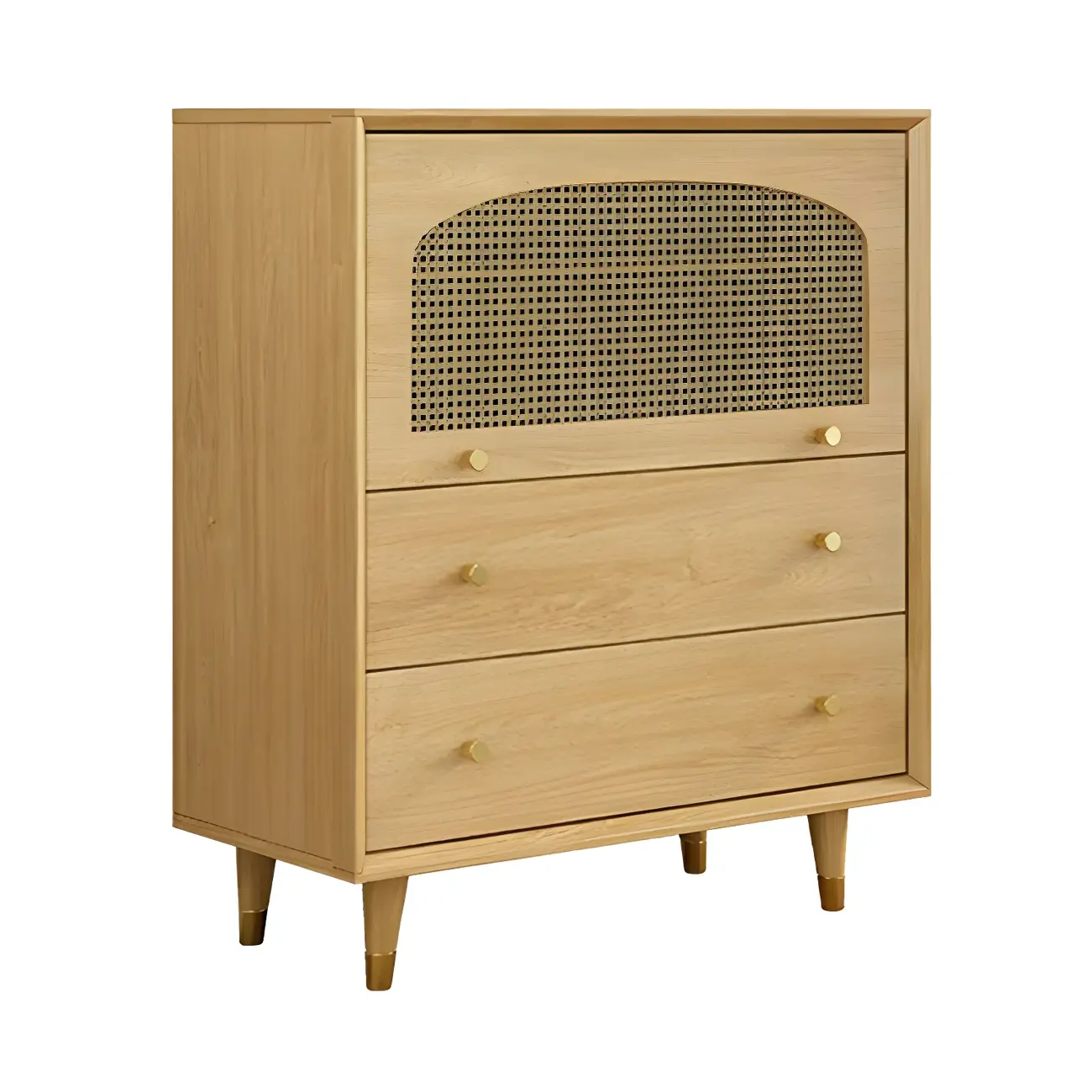 Oriental Wooden Sideboard with Drawers in Brown