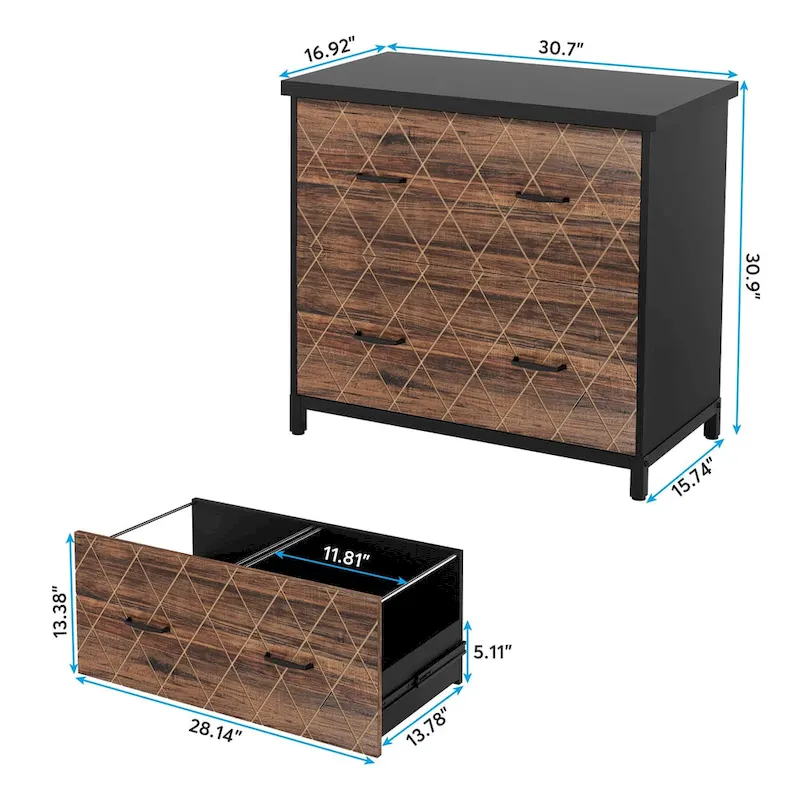 2 Drawer Lateral File Cabinet Printer Stand with Stroage