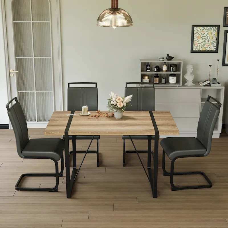Kitchen Dining Table and Chair Sets Home Party Dining Table and Chair Sets with Metal Table Legs for Dining Room Kitchen
