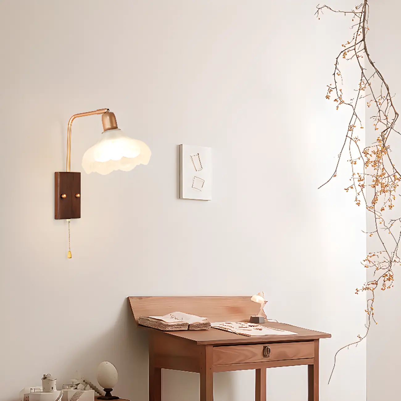 Elegant Swing Arm Wall Mount Light with Pull Chain Switch