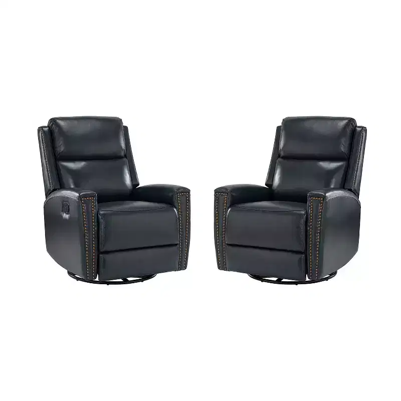 Set of 2 Hilario 30.31 Wide Genuine Leather Swivel Rocker Recliner| ART OF LIVING DESIGNS