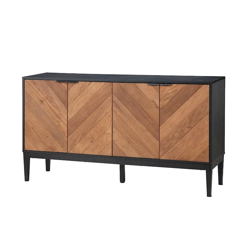 Modern Herringbone TV Stand with Adjustable Shelves by   - 55 inches