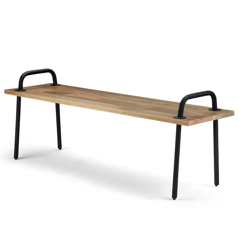 WYNDENHALL Sera SOLID MANGO WOOD 55 inch Wide Industrial Entryway Bench in Natural - 55.1 x 15 x 20.1
