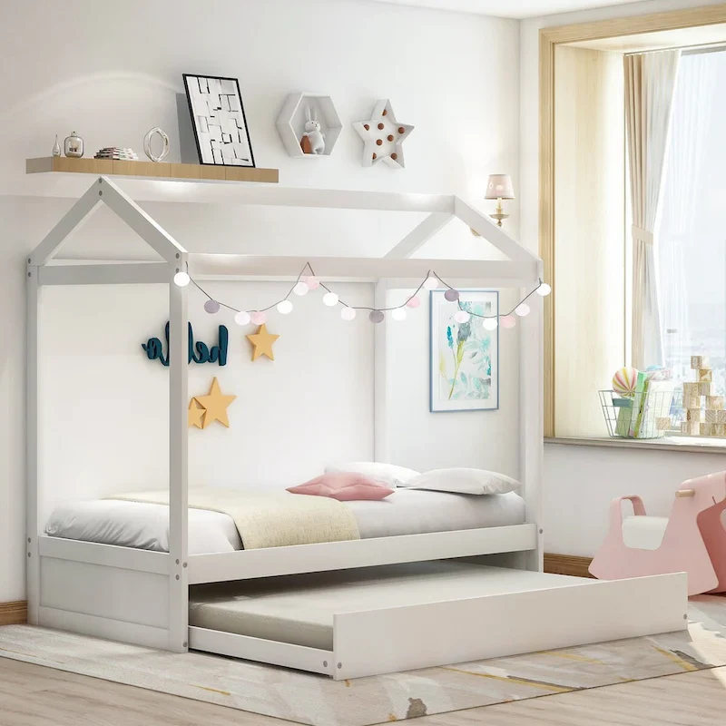 White House Bed with Trundle Perfect for Bedroom