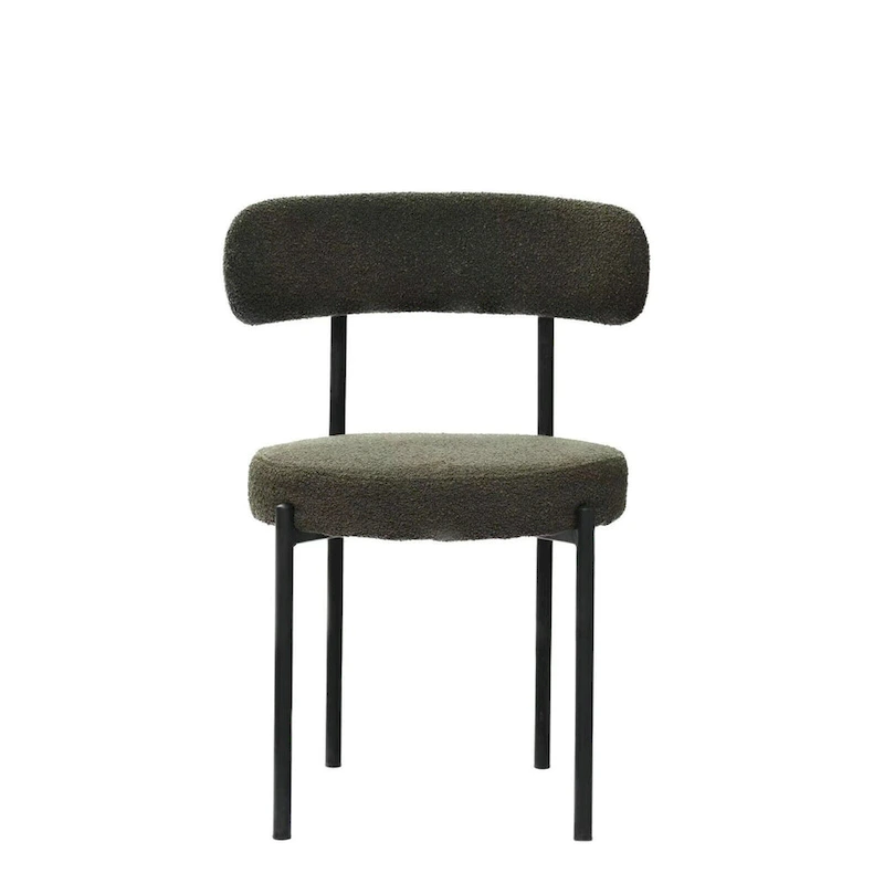 Boucle Dining Chairs Set of 2,Mid-Century Modern Curved Backrest Chair,Round Upholstered Kitchen Chairs