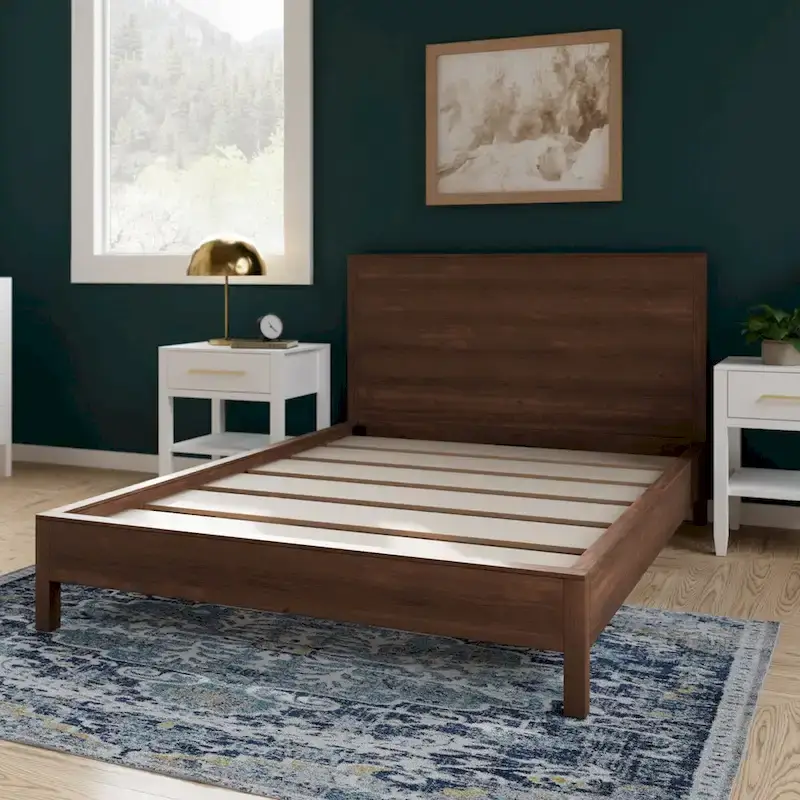 New Heights Renner Wood Platform Bed with Headboard