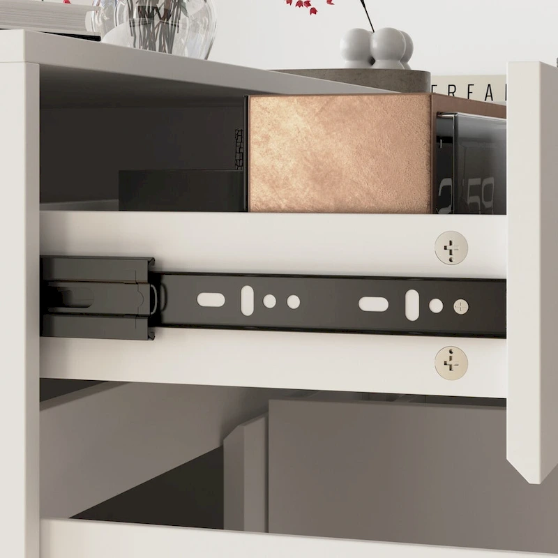 White Welcome Desk with Side Drawer and Cabinet - Reception Solution