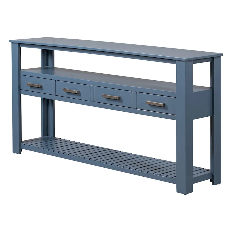 62.2 Modern Console Table with 4 Drawers and 2 Shelves