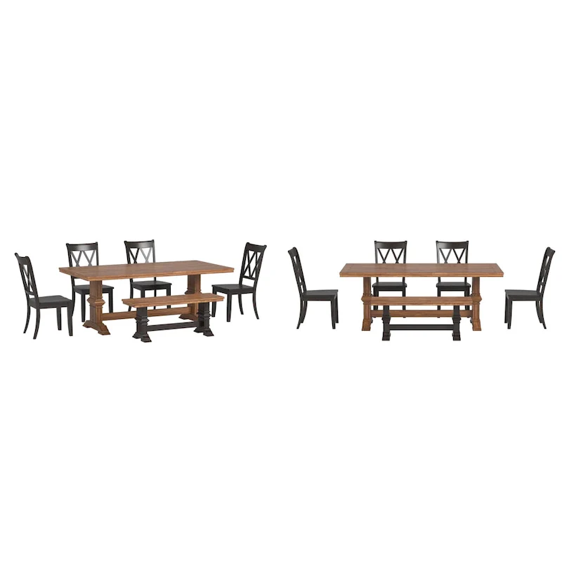Ronda 78.7 Rectangular Solid Wood Top Dining Set with X-Back Chairs