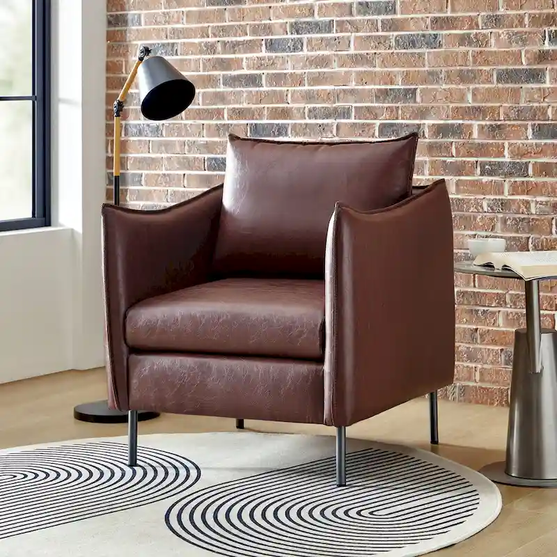 Jaime Modern Vegan Leather Accent Chair with removable Cushion by HULALA HOME