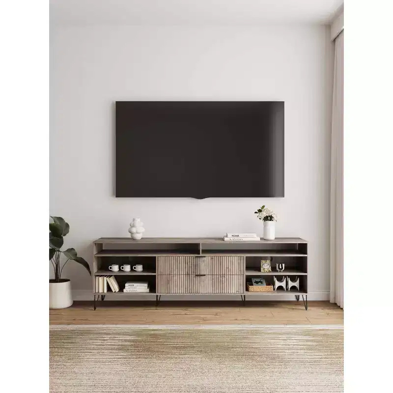 Manhattan Comfort 85" Dumbo TV Stand for TVs up to 80" Rustic Gray