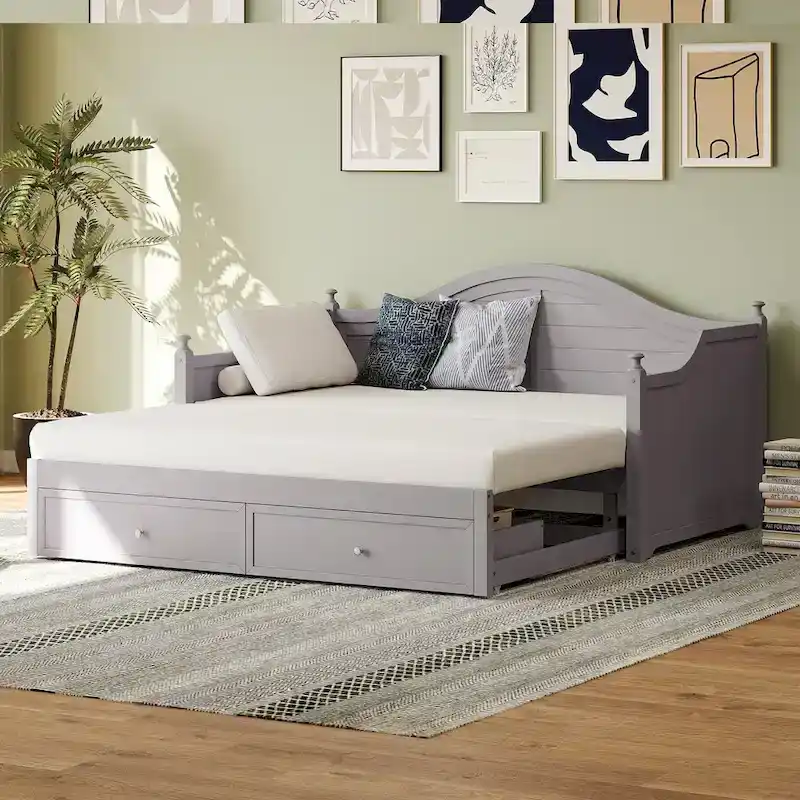 Twin Size Daybed with Extended Pop Up Trundle