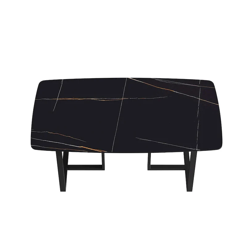 63 Modern Dining TableSintered Stone Tabletop with Black Base
