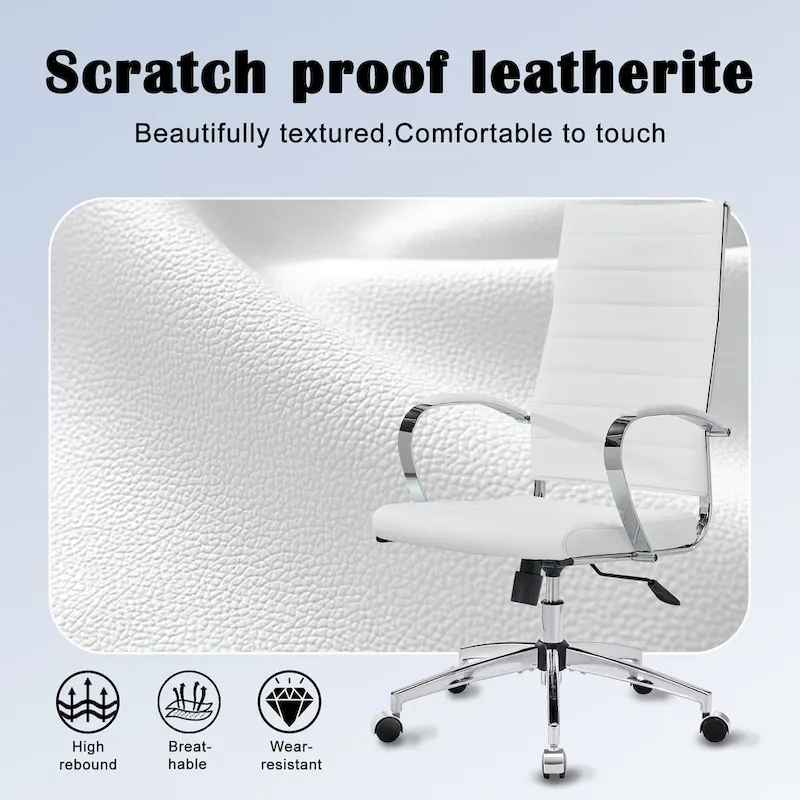 CAROCC Ribbed Computer Office Chair Adjustable Swivel High Back Desk Chair