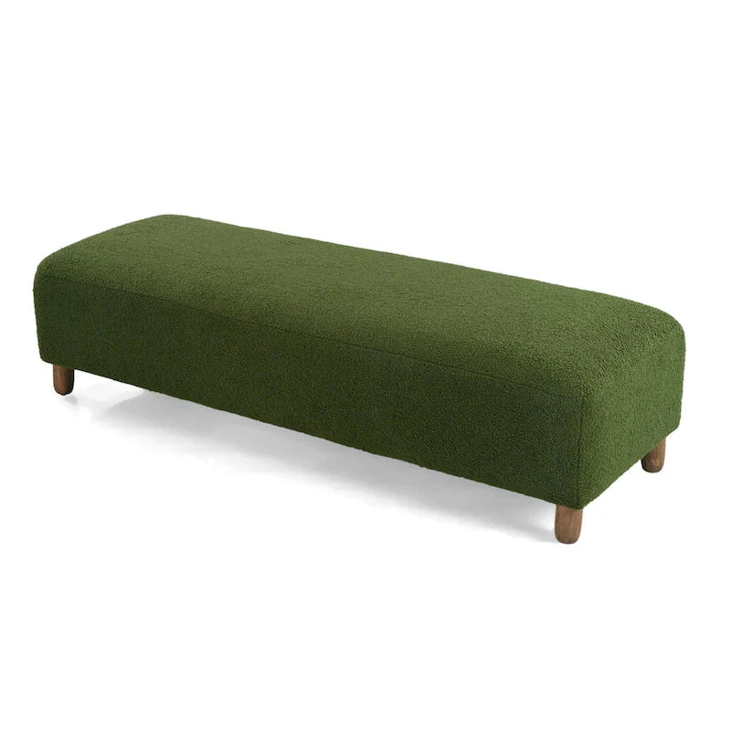 Fabric Upholstered Ottoman Bench with Wood Frame