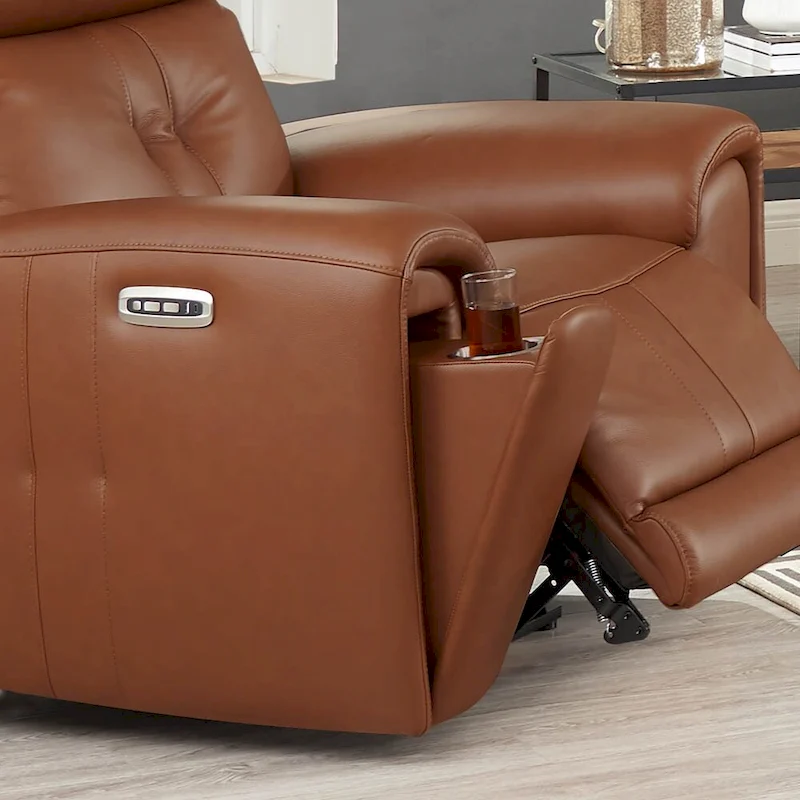 Hydeline Emma Zero Gravity Power Recline & Headrest Top Grain Leather Sofa & Loveseat Set with Cup Holders