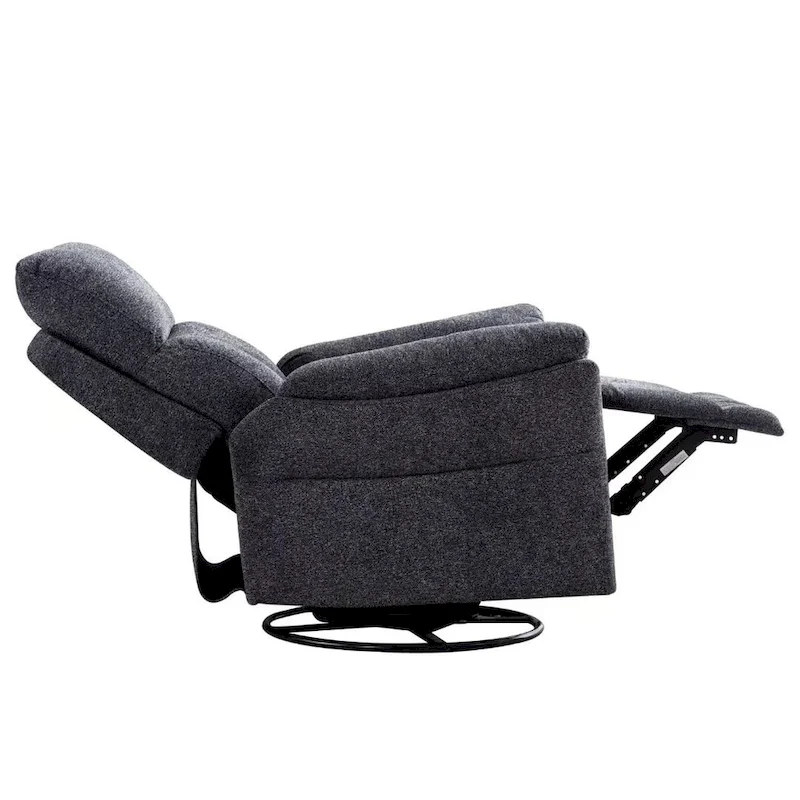 Fabric Overstuffed Swivel Rocker Manual Recliner Chair