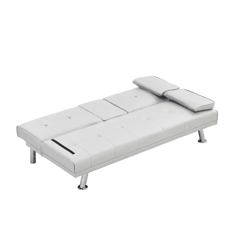 66.1  PVC Loveseat Sofa Bed with Wood Frame and Stainless Legs